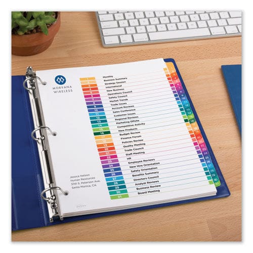 Avery Customizable Table Of Contents Ready Index Dividers With Multicolor Tabs 31-tab 1 To 31 11 X 8.5 White 1 Set - Office - Avery®