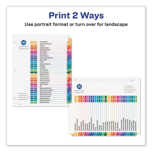 Avery Customizable Table Of Contents Ready Index Dividers With Multicolor Tabs 31-tab 1 To 31 11 X 8.5 White 1 Set - Office - Avery®