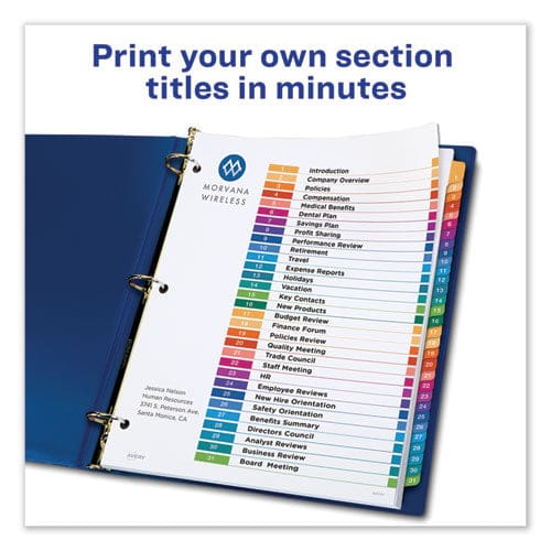 Avery Customizable Table Of Contents Ready Index Dividers With Multicolor Tabs 31-tab 1 To 31 11 X 8.5 White 1 Set - Office - Avery®