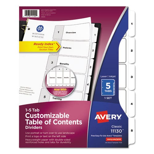 Avery Customizable Toc Ready Index Black And White Dividers 10-tab 1 To 10 11 X 8.5 1 Set - Office - Avery®