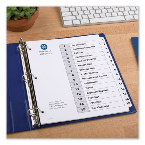 Avery Customizable Toc Ready Index Black And White Dividers 15-tab 1 To 15 11 X 8.5 1 Set - Office - Avery®