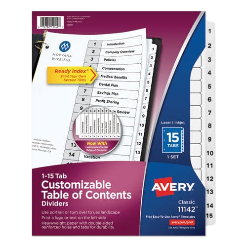 Avery Customizable Toc Ready Index Black And White Dividers 15-tab 1 To 15 11 X 8.5 1 Set - Office - Avery®