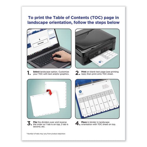 Avery Customizable Toc Ready Index Black And White Dividers 15-tab 1 To 15 11 X 8.5 1 Set - Office - Avery®