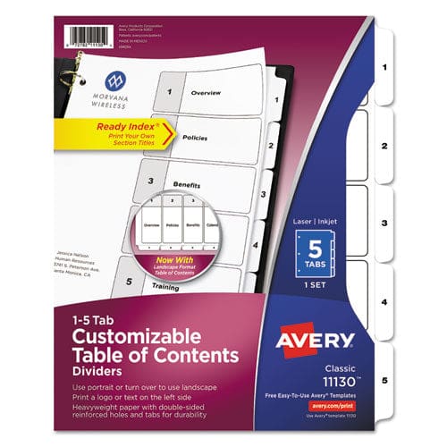 Avery Customizable Toc Ready Index Black And White Dividers 5-tab 1 To 5 11 X 8.5 1 Set - Office - Avery®