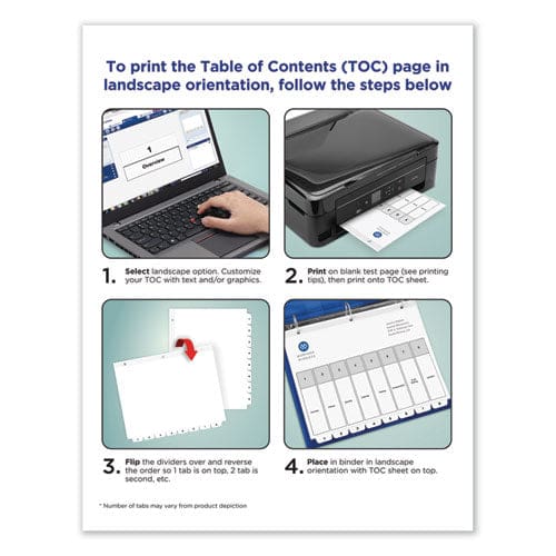 Avery Customizable Toc Ready Index Black And White Dividers 5-tab 1 To 5 11 X 8.5 1 Set - Office - Avery®