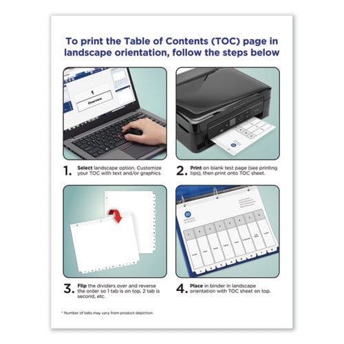 Avery Customizable Toc Ready Index Black And White Dividers 8-tab 1 To 8 11 X 8.5 1 Set - Office - Avery®