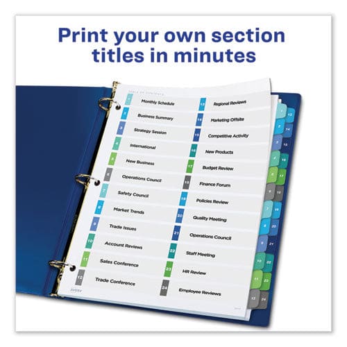 Avery Customizable Toc Ready Index Double Column Multicolor Tab Dividers 24-tab 1 To 24 11 X 8.5 White 1 Set - Office - Avery®