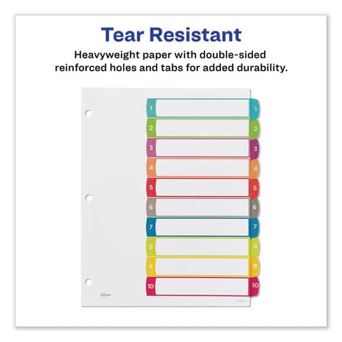 Avery Customizable Toc Ready Index Multicolor Tab Dividers 10-tab 1 To 10 11 X 8.5 White Contemporary Color Tabs 1 Set - Office - Avery®