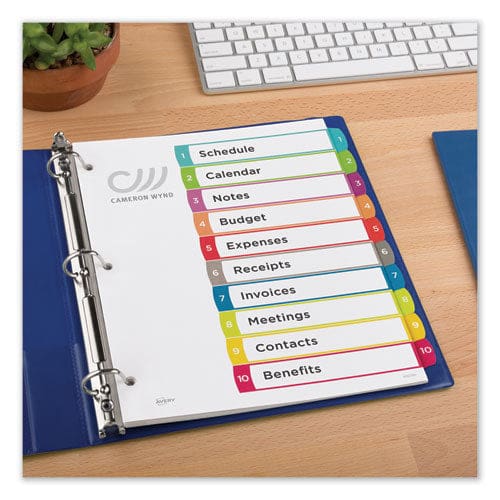 Avery Customizable Toc Ready Index Multicolor Tab Dividers 10-tab 1 To 10 11 X 8.5 White Contemporary Color Tabs 1 Set - Office - Avery®