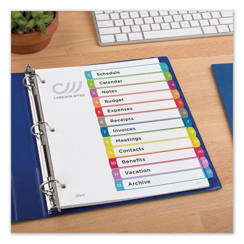 Avery Customizable Toc Ready Index Multicolor Tab Dividers 12-tab 1 To 12 11 X 8.5 White Contemporary Color Tabs 1 Set - Office - Avery®