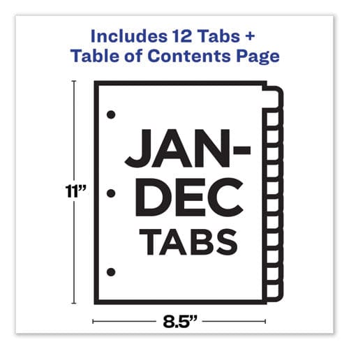 Avery Customizable Toc Ready Index Multicolor Tab Dividers 12-tab Jan. To Dec. 11 X 8.5 White Contemporary Color Tabs 1 Set - Office -