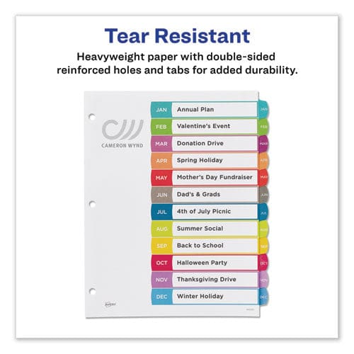 Avery Customizable Toc Ready Index Multicolor Tab Dividers 12-tab Jan. To Dec. 11 X 8.5 White Contemporary Color Tabs 1 Set - Office -