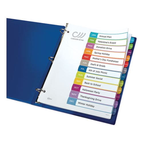 Avery Customizable Toc Ready Index Multicolor Tab Dividers 12-tab Jan. To Dec. 11 X 8.5 White Contemporary Color Tabs 1 Set - Office -