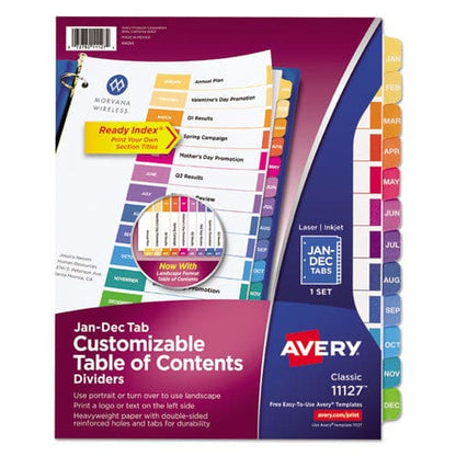 Avery Customizable Toc Ready Index Multicolor Tab Dividers 12-tab Jan. To Dec. 11 X 8.5 White Traditional Color Tabs 1 Set - Office - Avery®