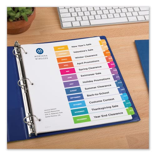 Avery Customizable Toc Ready Index Multicolor Tab Dividers 12-tab Jan. To Dec. 11 X 8.5 White Traditional Color Tabs 1 Set - Office - Avery®