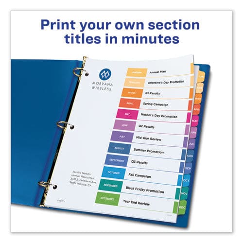 Avery Customizable Toc Ready Index Multicolor Tab Dividers 12-tab Jan. To Dec. 11 X 8.5 White Traditional Color Tabs 1 Set - Office - Avery®