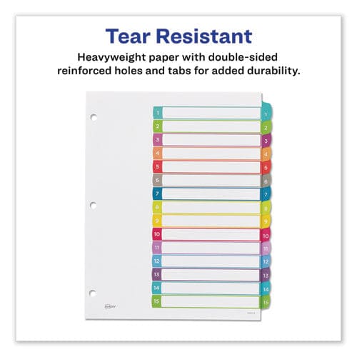 Avery Customizable Toc Ready Index Multicolor Tab Dividers 15-tab 1 To 15 11 X 8.5 White Contemporary Color Tabs 1 Set - Office - Avery®