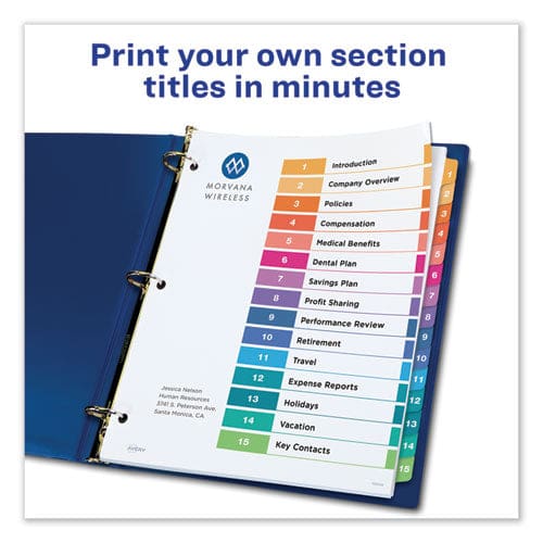 Avery Customizable Toc Ready Index Multicolor Tab Dividers 15-tab 1 To 15 11 X 8.5 White Traditional Color Tabs 6 Sets - Office - Avery®