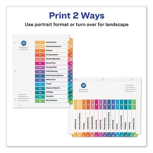 Avery Customizable Toc Ready Index Multicolor Tab Dividers 15-tab 1 To 15 11 X 8.5 White Traditional Color Tabs 6 Sets - Office - Avery®