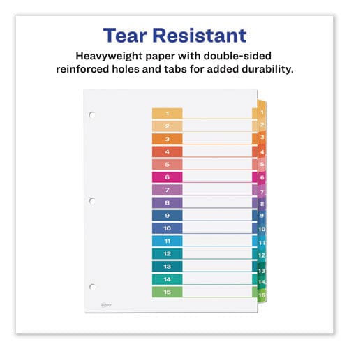 Avery Customizable Toc Ready Index Multicolor Tab Dividers 15-tab 1 To 15 11 X 8.5 White Traditional Color Tabs 1 Set - Office - Avery®