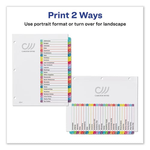 Avery Customizable Toc Ready Index Multicolor Tab Dividers 26-tab A To Z 11 X 8.5 White Contemporary Color Tabs 1 Set - Office - Avery®