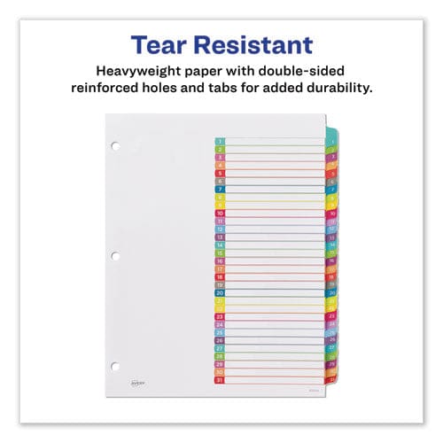 Avery Customizable Toc Ready Index Multicolor Tab Dividers 31-tab 1 To 31 11 X 8.5 White Contemporary Color Tabs 1 Set - Office - Avery®