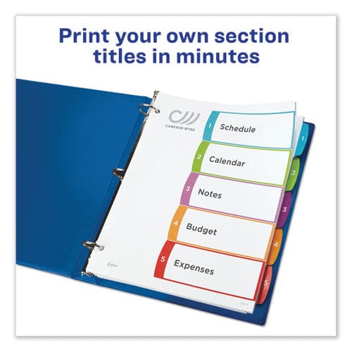 Avery Customizable Toc Ready Index Multicolor Tab Dividers 5-tab 1 To 5 11 X 8.5 White Contemporary Color Tabs 1 Set - Office - Avery®