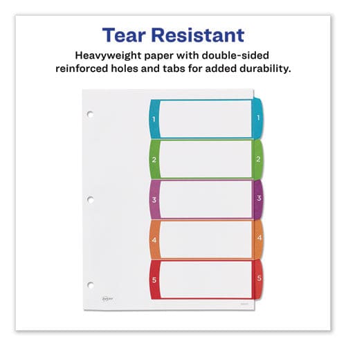 Avery Customizable Toc Ready Index Multicolor Tab Dividers 5-tab 1 To 5 11 X 8.5 White Contemporary Color Tabs 1 Set - Office - Avery®