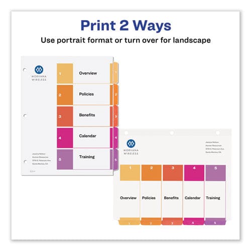 Avery Customizable Toc Ready Index Multicolor Tab Dividers 5-tab 1 To 5 11 X 8.5 White Traditional Color Tabs 6 Sets - Office - Avery®