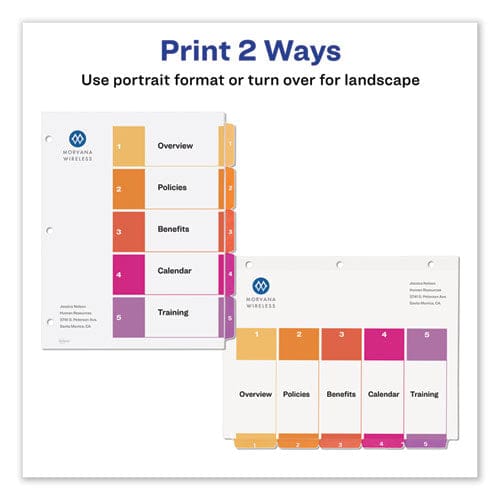 Avery Customizable Toc Ready Index Multicolor Tab Dividers 5-tab 1 To 5 11 X 8.5 White Traditional Color Tabs 1 Set - Office - Avery®