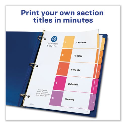 Avery Customizable Toc Ready Index Multicolor Tab Dividers 5-tab 1 To 5 11 X 8.5 White Traditional Color Tabs 1 Set - Office - Avery®