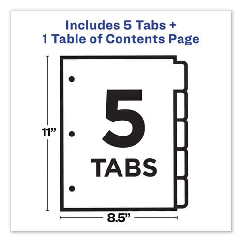 Avery Customizable Toc Ready Index Multicolor Tab Dividers 5-tab 1 To 5 11 X 8.5 White Traditional Color Tabs 1 Set - Office - Avery®