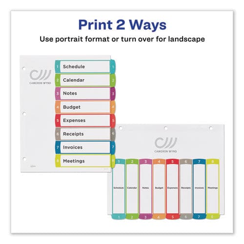 Avery Customizable Toc Ready Index Multicolor Tab Dividers 8-tab 1 To 8 11 X 8.5 White Contemporary Color Tabs 1 Set - Office - Avery®