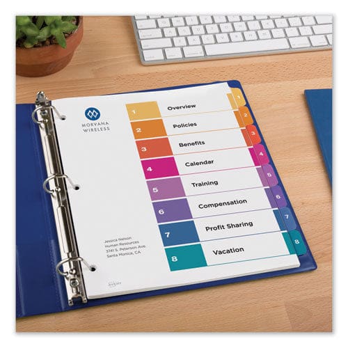 Avery Customizable Toc Ready Index Multicolor Tab Dividers 8-tab 1 To 8 11 X 8.5 White Traditional Color Tabs 1 Set - Office - Avery®