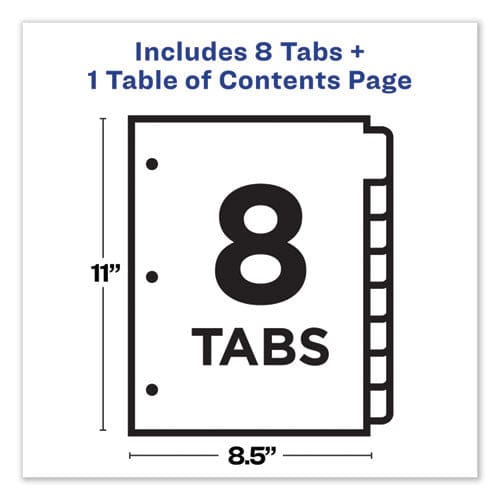 Avery Customizable Toc Ready Index Multicolor Tab Dividers 8-tab 1 To 8 11 X 8.5 White Traditional Color Tabs 1 Set - Office - Avery®