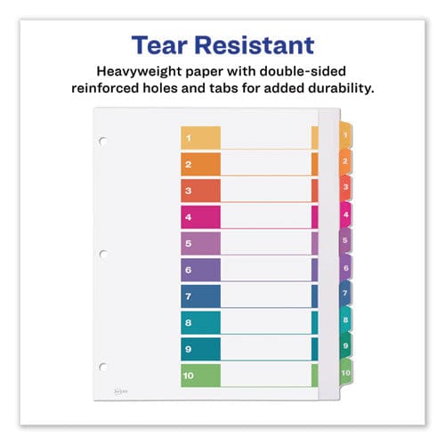 Avery Customizable Toc Ready Index Multicolor Tab Dividers Extra Wide Tabs 10-tab 1 To 10 11 X 9.25 White 1 Set - Office - Avery®