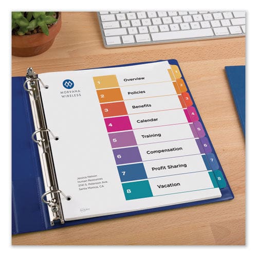 Avery Customizable Toc Ready Index Multicolor Tab Dividers Uncollated 8-tab 1 To 8 11 X 8.5 White 24 Sets - Office - Avery®