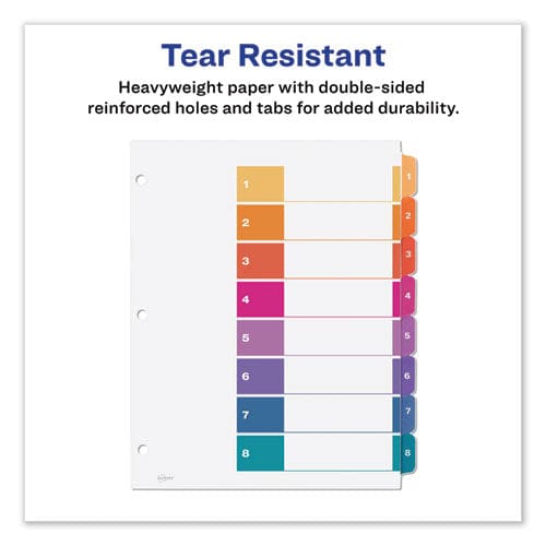 Avery Customizable Toc Ready Index Multicolor Tab Dividers Uncollated 8-tab 1 To 8 11 X 8.5 White 24 Sets - Office - Avery®