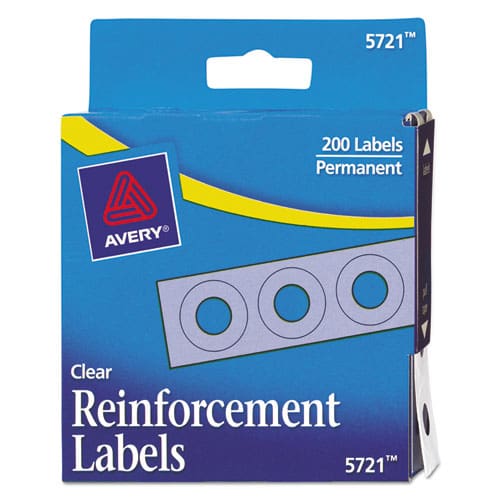 Avery Dispenser Pack Hole Reinforcements 0.25 Dia Clear 200/pack (5721) - School Supplies - Avery®