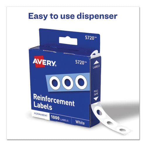 Avery Dispenser Pack Hole Reinforcements 0.25 Dia White 1,000/pack (5720) - School Supplies - Avery®