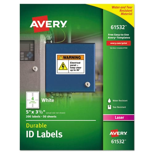 Avery Durable Permanent Id Labels With Trueblock Technology Laser Printers 3.5 X 5 White 4/sheet 50 Sheets/pack - Office - Avery®