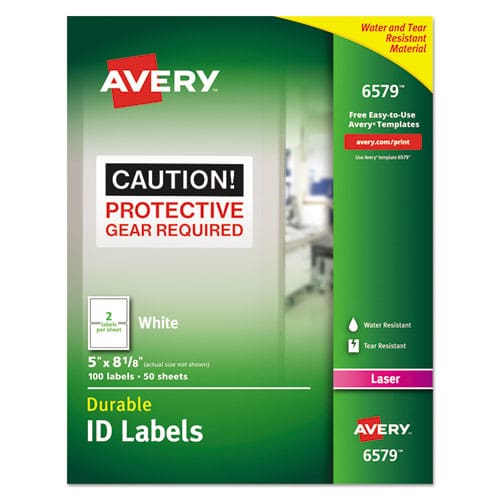 Avery Durable Permanent Id Labels With Trueblock Technology Laser Printers 5 X 8.13 White 2/sheet 50 Sheets/pack - Office - Avery®