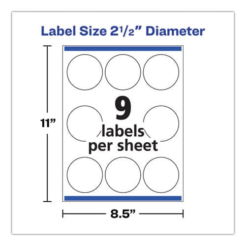 Avery Durable White Id Labels W/ Sure Feed 2.5 Dia White 72/pk - Office - Avery®