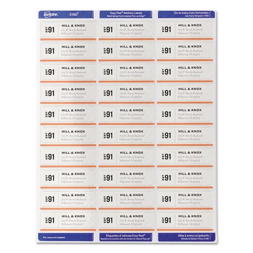 Avery Easy Peel White Address Labels W/ Sure Feed Technology Inkjet Printers 0.66 X 1.75 White 60/sheet 25 Sheets/pack - Office - Avery®