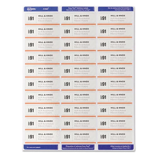 Avery Easy Peel White Address Labels W/ Sure Feed Technology Inkjet Printers 1.33 X 4 White 14/sheet 100 Sheets/box - Office - Avery®