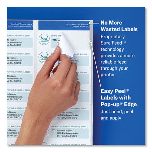 Avery Easy Peel White Address Labels W/ Sure Feed Technology Inkjet Printers 1.33 X 4 White 14/sheet 100 Sheets/box - Office - Avery®