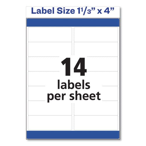 Avery Easy Peel White Address Labels W/ Sure Feed Technology Inkjet Printers 1.33 X 4 White 14/sheet 100 Sheets/box - Office - Avery®