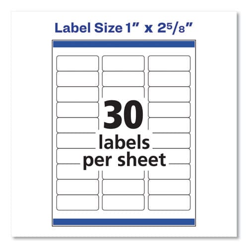 Avery Easy Peel White Address Labels W/ Sure Feed Technology Laser Printers 1 X 2.63 White 30/sheet 25 Sheets/pack - Office - Avery®