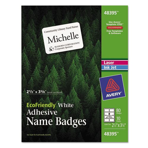 Avery Ecofriendly Adhesive Name Badge Labels 3.38 X 2.33 White 400/box - School Supplies - Avery®