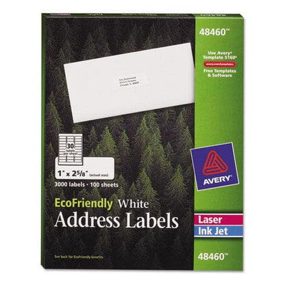 Avery Ecofriendly Mailing Labels Inkjet/laser Printers 1 X 2.63 White 30/sheet 100 Sheets/pack - Office - Avery®